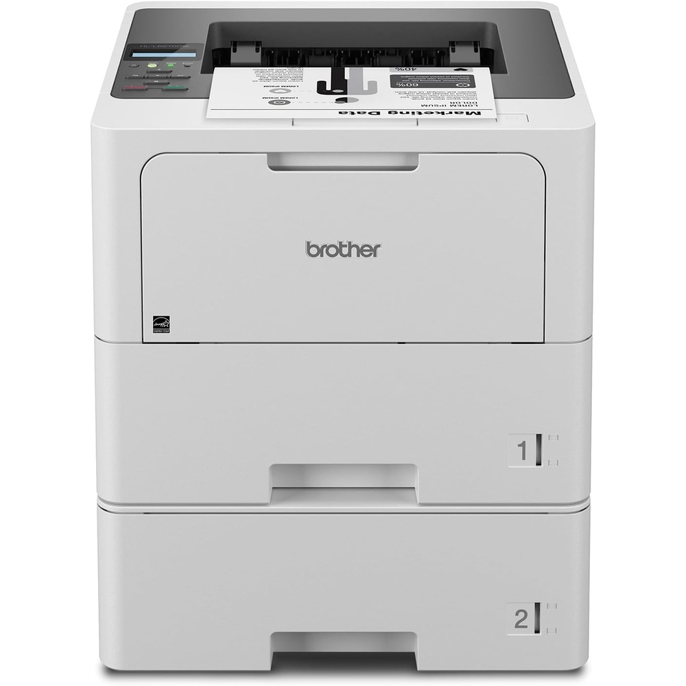 image:imageBrother HLL6210DWT Business Monochrome Laser Printer with Dual Paper Trays Wireless Networking Works with Alexa WhiteHLL6210DWT
