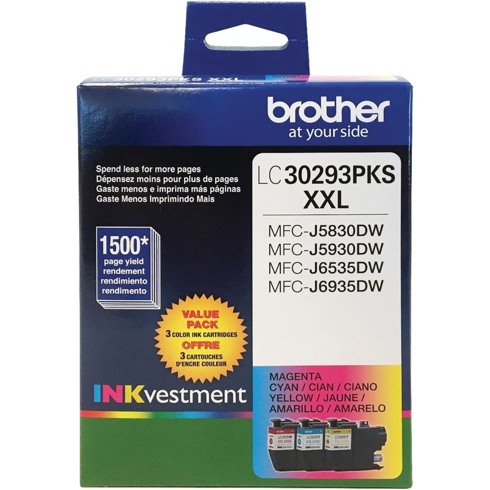 image:imageBrother LC3029 Color CMY Ink Cartridges LC30293PKS Super High Yield 3PackCyanMagentaYellowColors