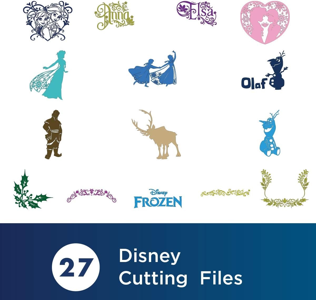 image:imageBrother ScanNCut Disney Frozen HomeDeco Pattern Collection 1 CADSNP04 27 Designs with Olaf Elsa Anna amp More Vinyl Wall Art Ironon Transfers for Clothing DIY Stencil Templates Party Decorations