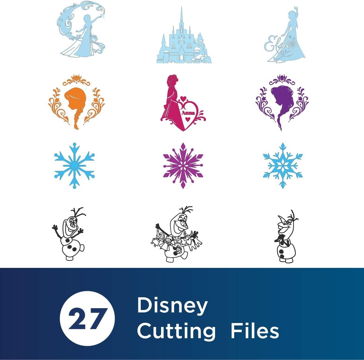image:imageBrother ScanNCut Disney Frozen HomeDeco Pattern Collection 1 CADSNP04 27 Designs with Olaf Elsa Anna amp More Vinyl Wall Art Ironon Transfers for Clothing DIY Stencil Templates Party Decorations