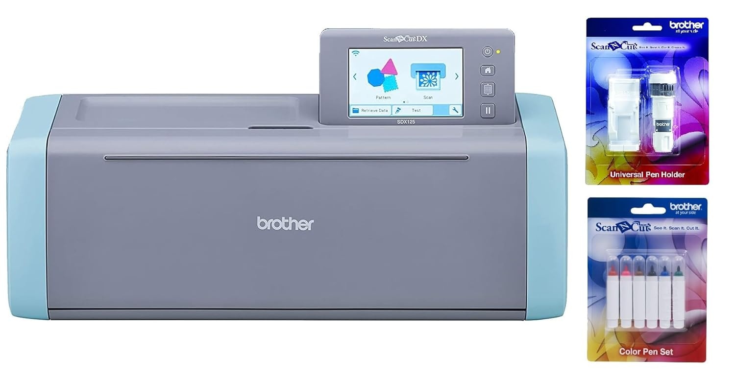 image:imageBrother ScanNCut SDX125E Electronic DIY Cutting Machine with Scanner Make Custom Stickers Vinyl Wall Art Greeting Cards and More with 682 Included PatternsGreyAqua