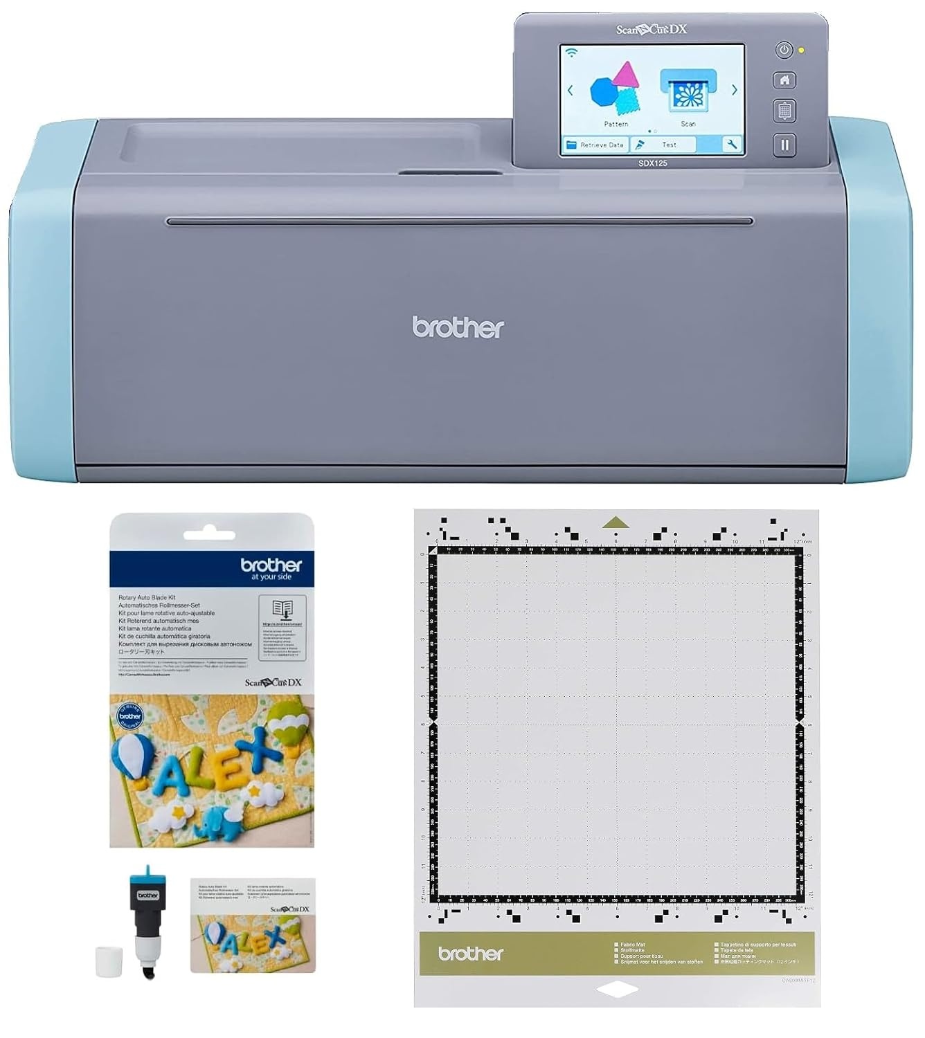 image:imageBrother ScanNCut SDX125E Electronic DIY Cutting Machine with Scanner Make Custom Stickers Vinyl Wall Art Greeting Cards and More with 682 Included PatternsGreyAqua