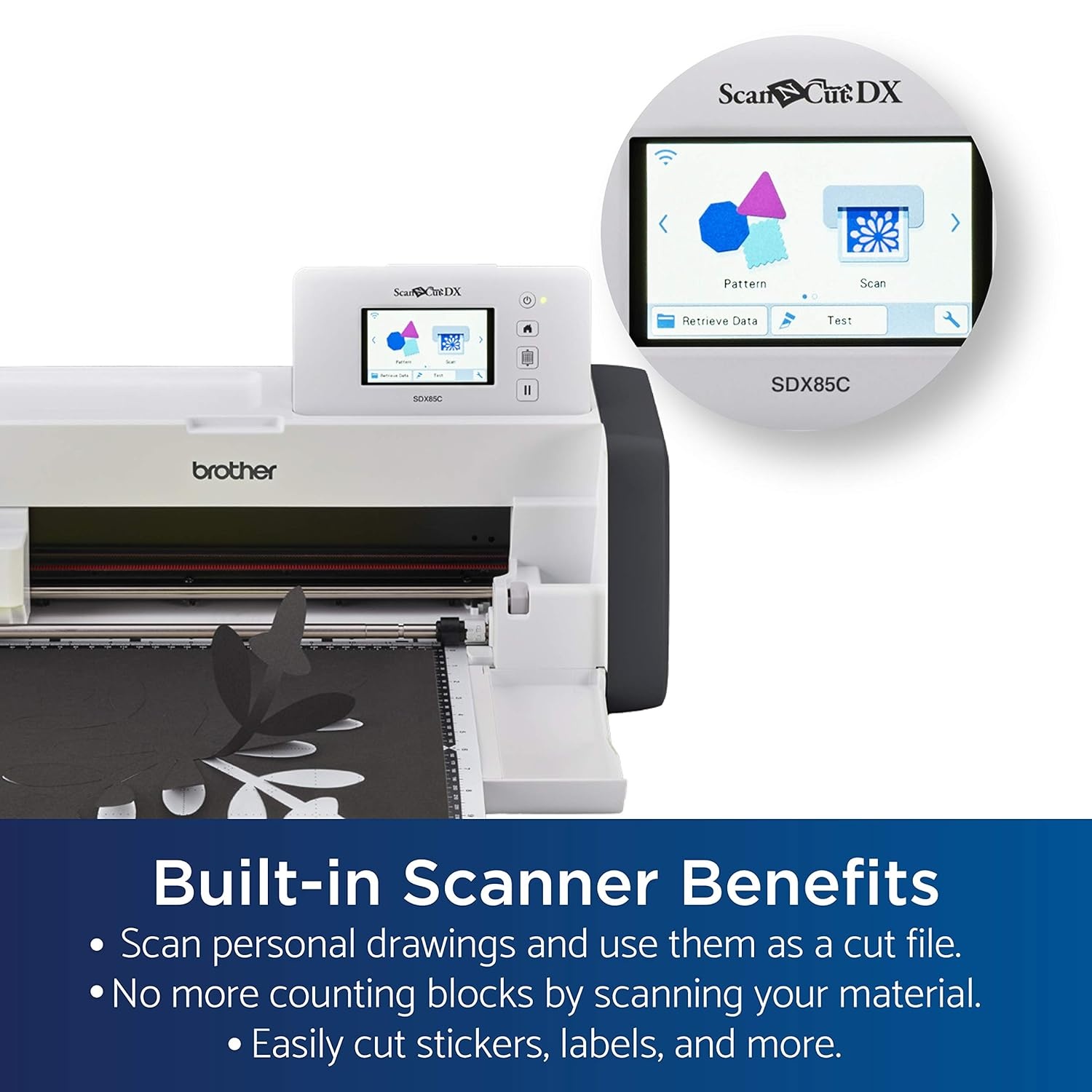image:imageBrother ScanNCut SDX85C Electronic DIY Cutting Machine with Scanner Make Vinyl Wall Art Appliques Homemade Cards and More with 251 Included PatternsCharcoal