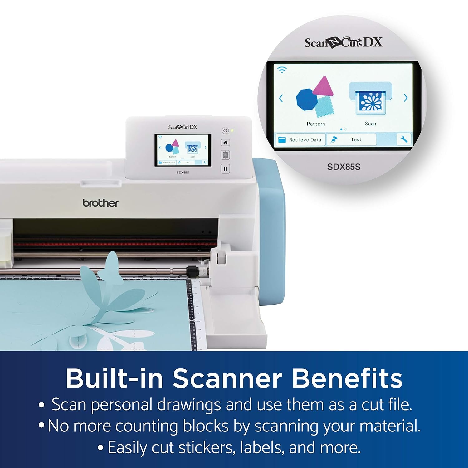 image:imageBrother ScanNCut SDX85C Electronic DIY Cutting Machine with Scanner Make Vinyl Wall Art Appliques Homemade Cards and More with 251 Included PatternsSky Blue