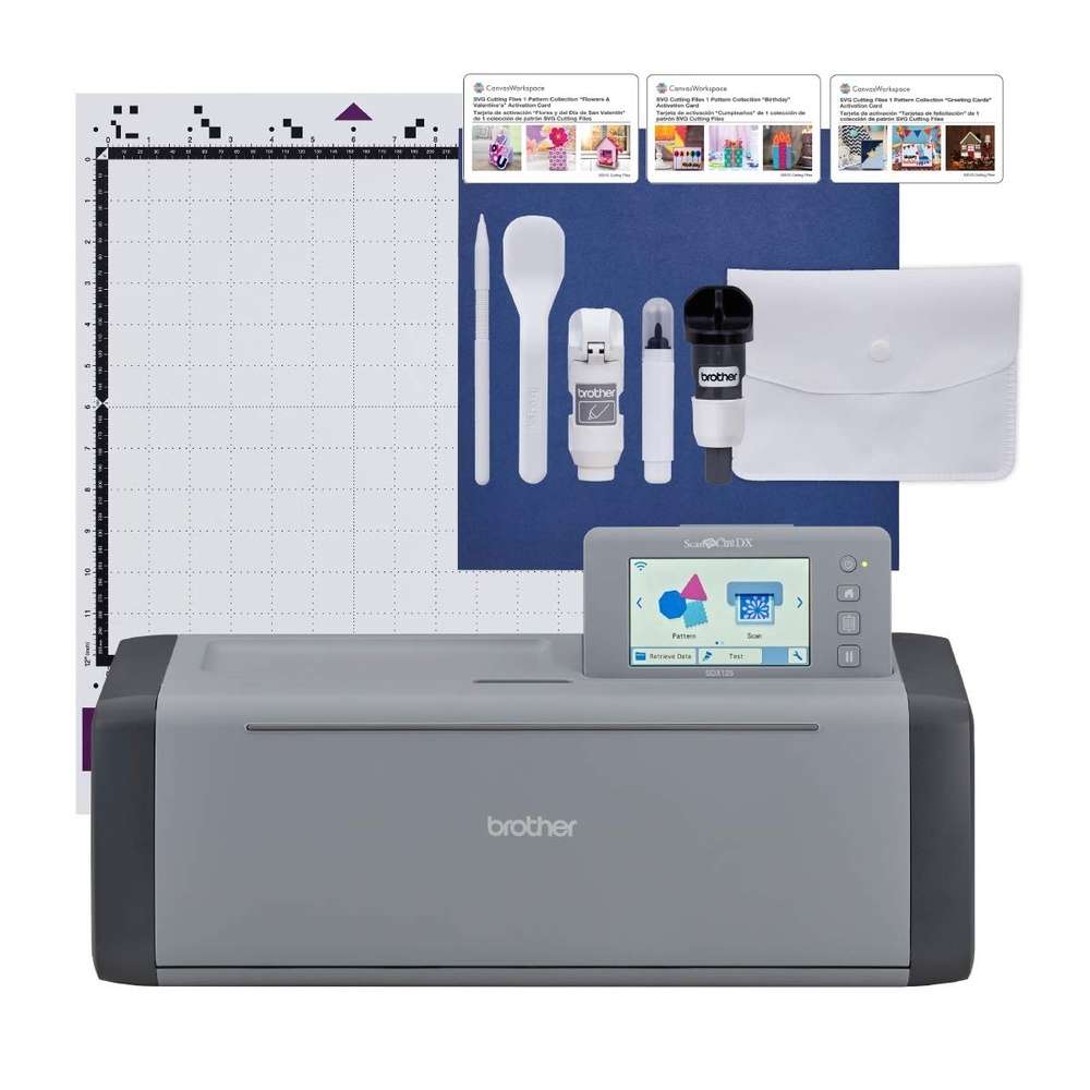 image:imageBrother ScanNCut SDX125E Electronic DIY Cutting Machine with Scanner Make Custom Stickers Vinyl Wall Art Greeting Cards and More with 682 Included PatternsTitaniumGrey