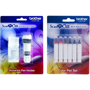 image:imageBrother ScanNCut Pen Set CAPEN1 6Piece Color Permanent Ink Pens for Drawing and Writing Includes Red Pink Brown Black Blue and GreenColor Pen Set  Holder