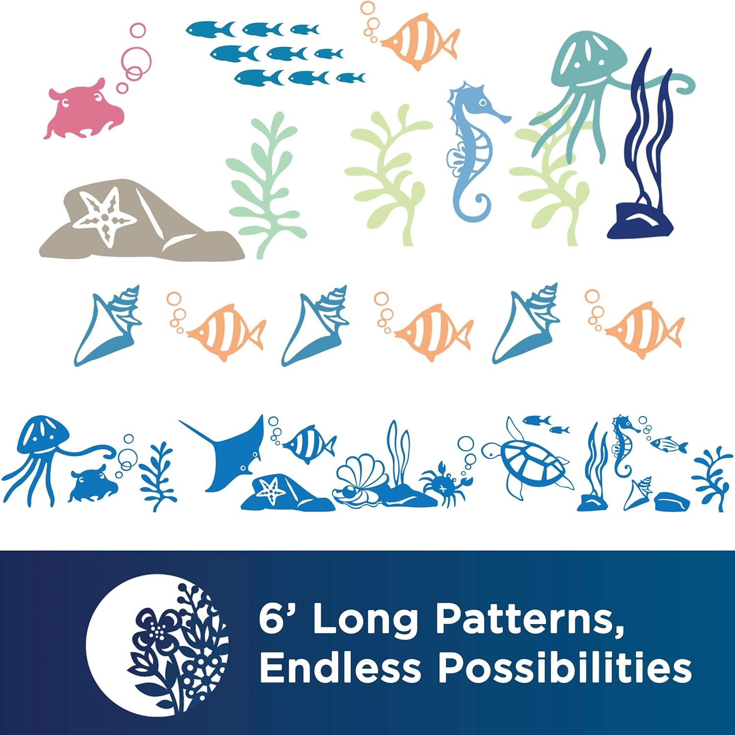image:imageBrother ScanNCut DX Animal Pattern Collection for Roll Feeder CADXRFDP01 Includes 29 Designs with Sea Creatures and Woodland Animals Make Vinyl Wall Decals Up to 6 Long White