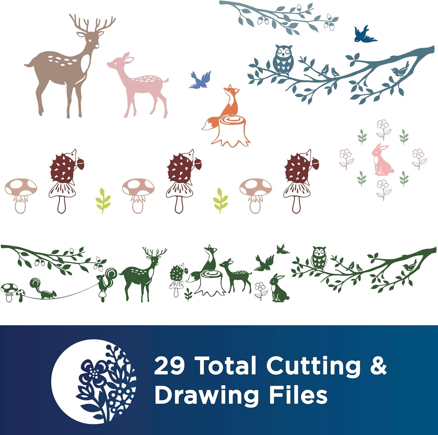 image:imageBrother ScanNCut DX Animal Pattern Collection for Roll Feeder CADXRFDP01 Includes 29 Designs with Sea Creatures and Woodland Animals Make Vinyl Wall Decals Up to 6 Long White