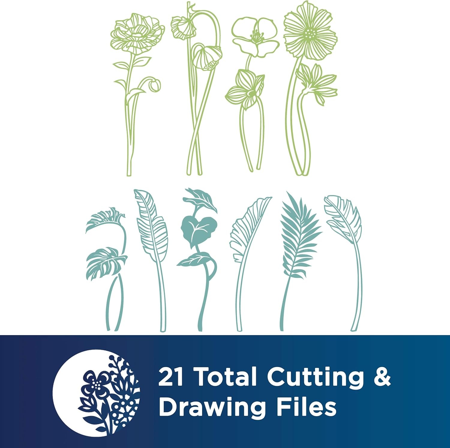 image:imageBrother ScanNCut DX Home Deco Pattern Collection for Roll Feeder CADXRFDP02 Includes 21 Designs with Tropical Plants Flowers Frames and More Make Vinyl Wall Decals up to 6 Long White