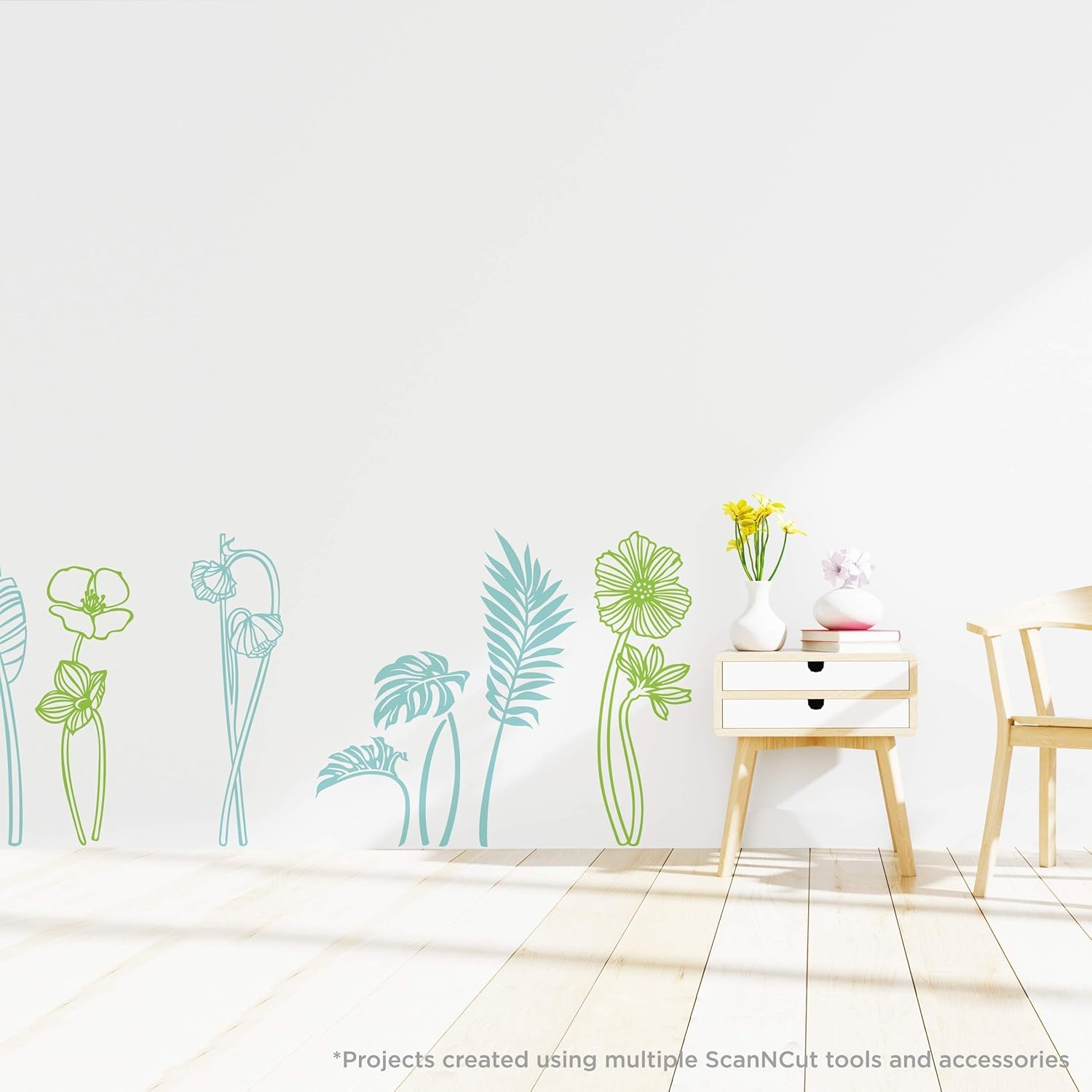 image:imageBrother ScanNCut DX Home Deco Pattern Collection for Roll Feeder CADXRFDP02 Includes 21 Designs with Tropical Plants Flowers Frames and More Make Vinyl Wall Decals up to 6 Long White