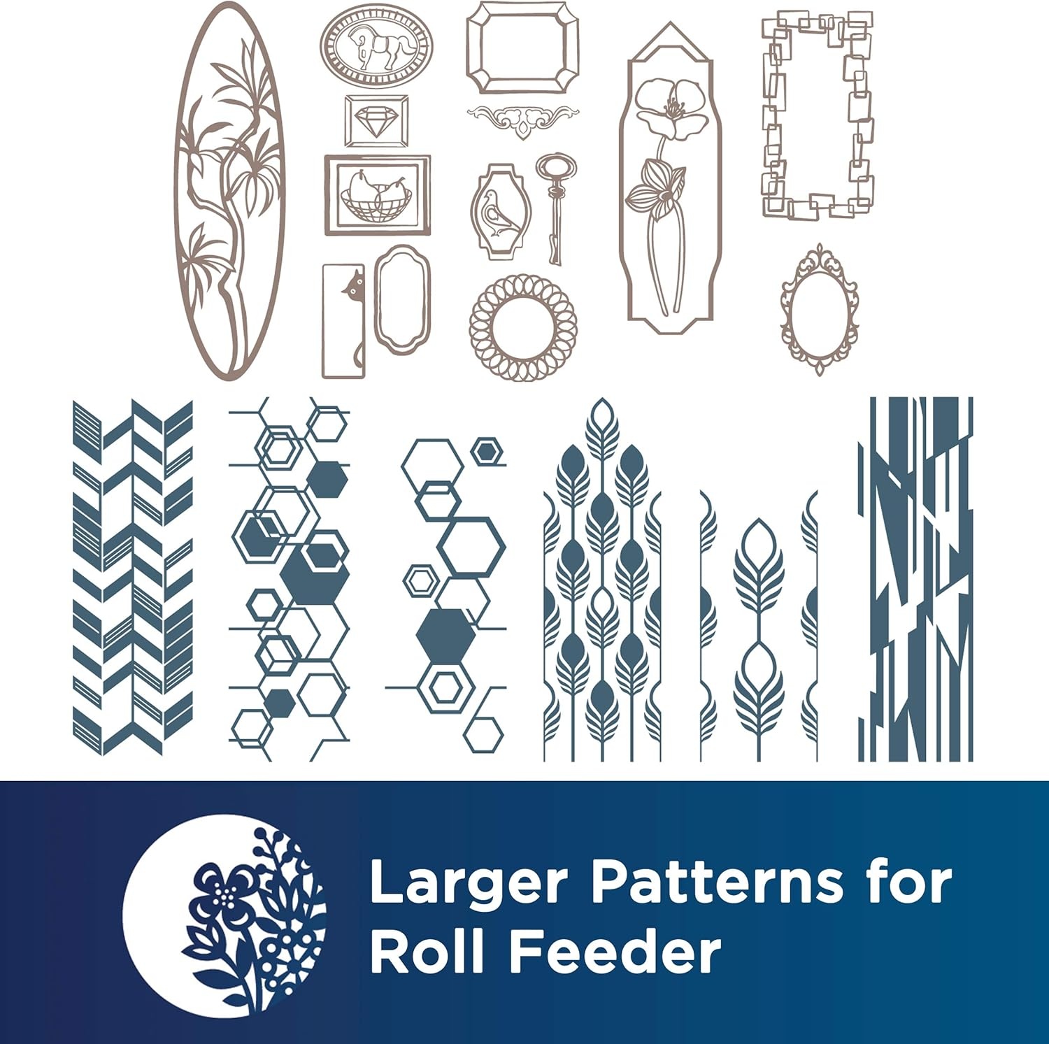 image:imageBrother ScanNCut DX Home Deco Pattern Collection for Roll Feeder CADXRFDP02 Includes 21 Designs with Tropical Plants Flowers Frames and More Make Vinyl Wall Decals up to 6 Long White