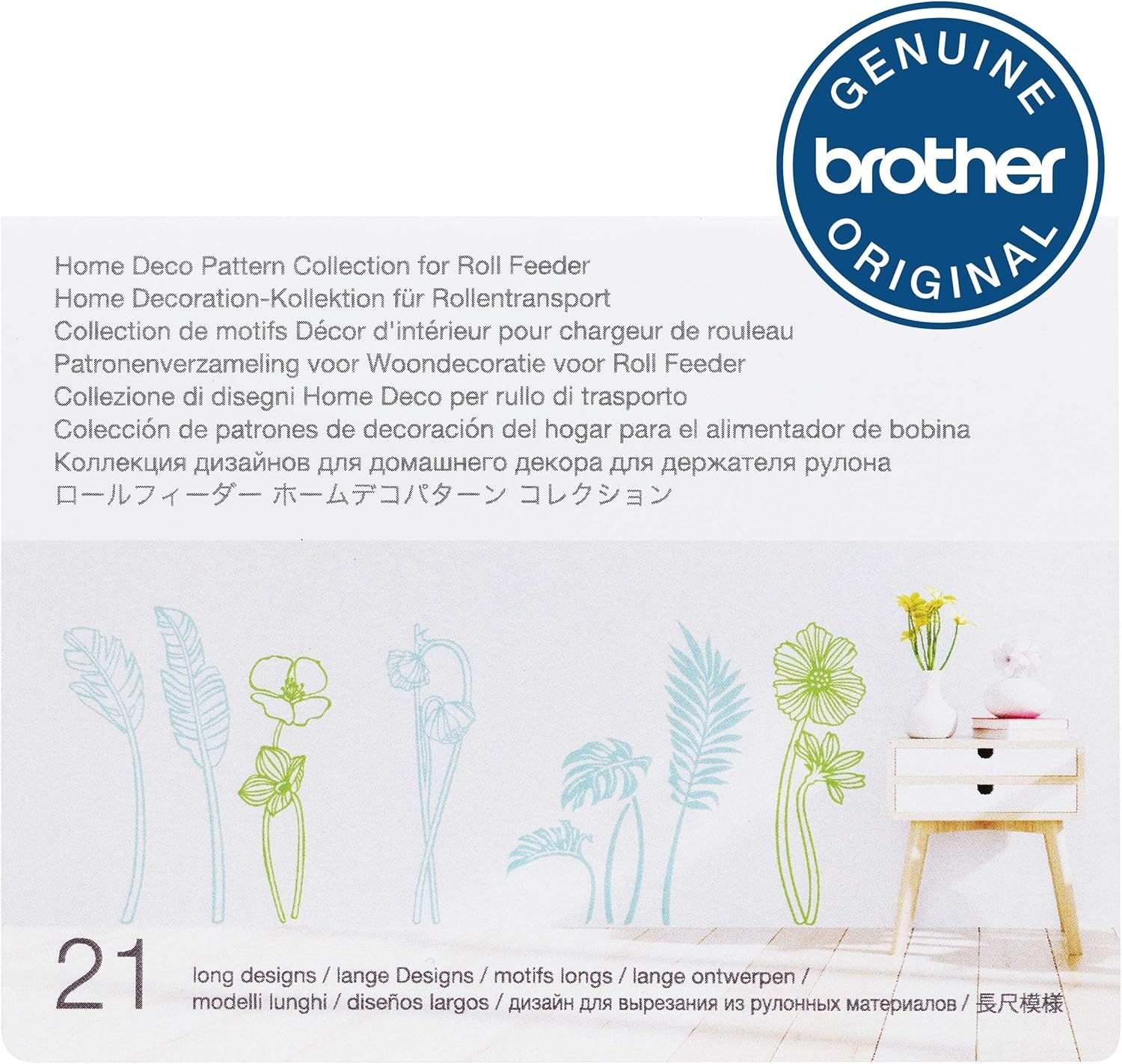 image:imageBrother ScanNCut DX Home Deco Pattern Collection for Roll Feeder CADXRFDP02 Includes 21 Designs with Tropical Plants Flowers Frames and More Make Vinyl Wall Decals up to 6 Long White