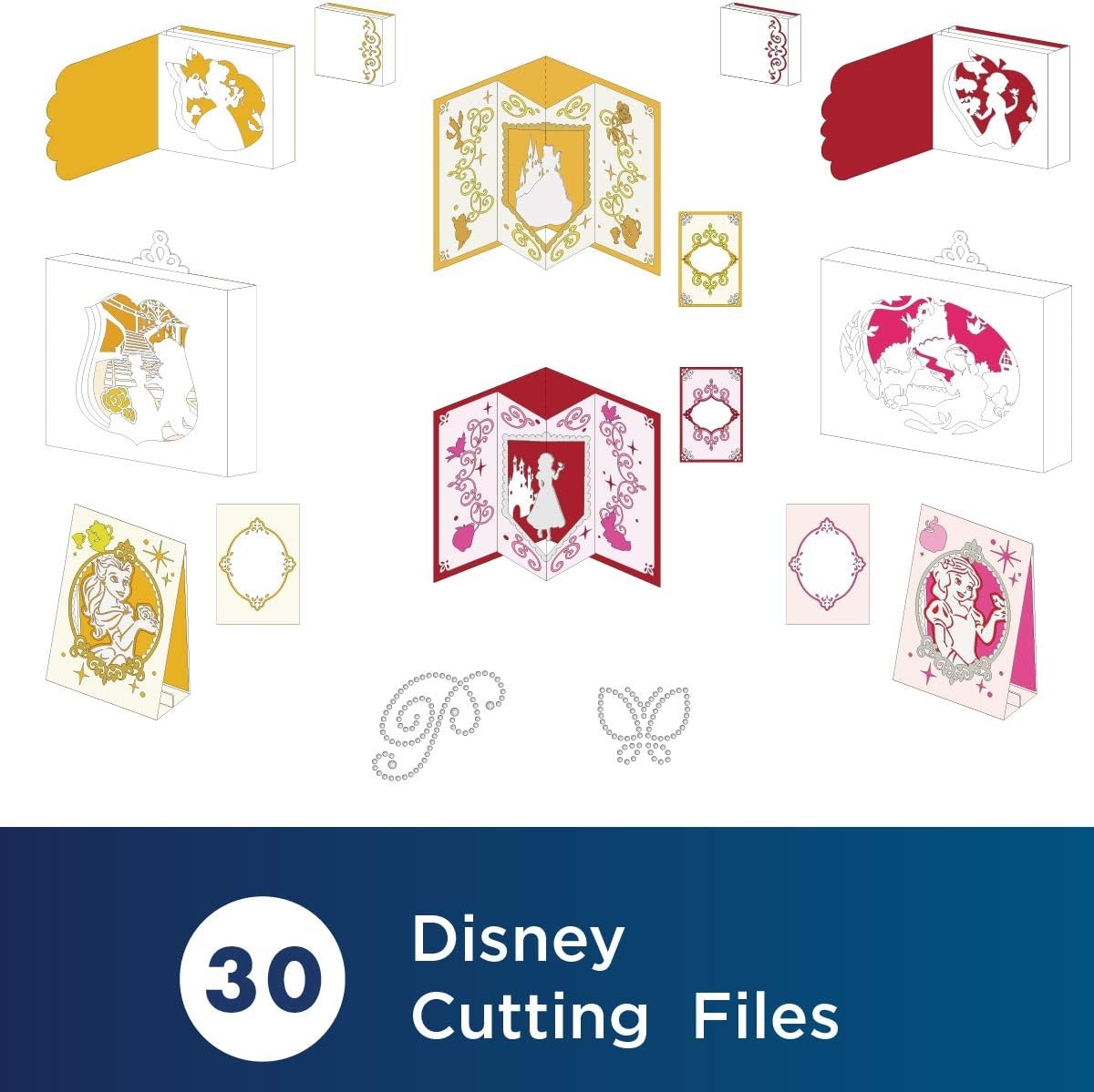 image:imageBrother ScanNCut Disney Snow White and Belle Paper Craft Collection CADSNP06 Includes 30 Intricate Designs for Shadowboxes PopUp Cards Rhinestone Templates and More