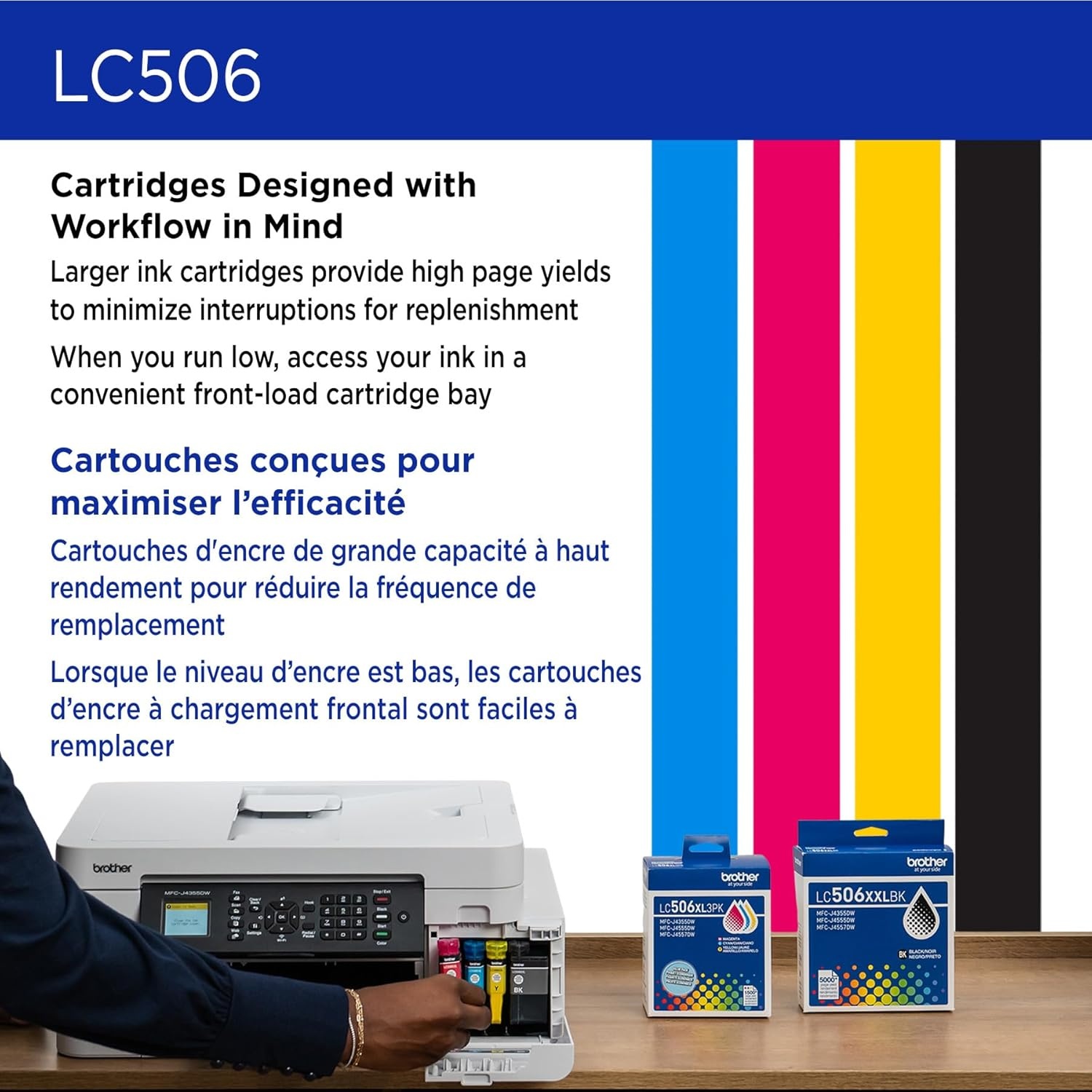 image:imageBrother Genuine LC506BK Standard Yield Black Ink Cartridge for use INKvestment 4355 4555 and 4557 PrintersMagenta