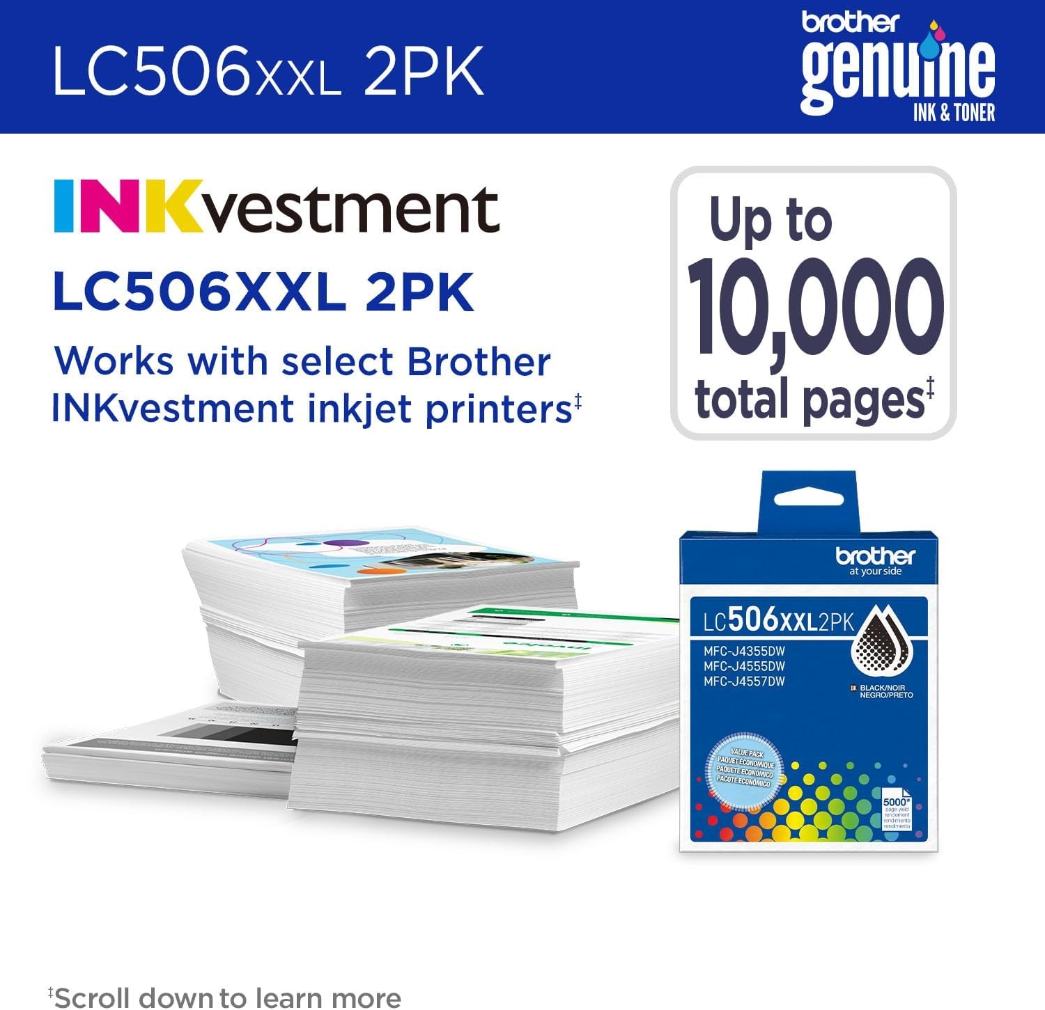 image:imageBrother Genuine LC506XXL2PK Twin Pack Super High Yield Black Ink Cartridges for use INKvestment 4355 4555 and 4557 PrintersBlack