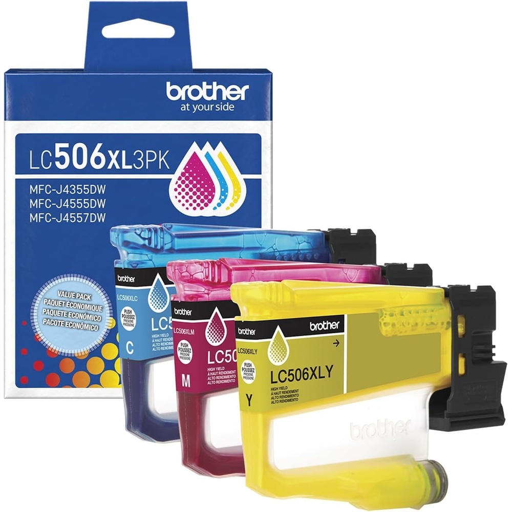 image:imageBrother Genuine LC506BK Standard Yield Black Ink Cartridge for use INKvestment 4355 4555 and 4557 PrintersColors One each of Cyan Magenta and Yellow